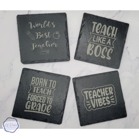 Set of 4 Teacher Slate Coasters