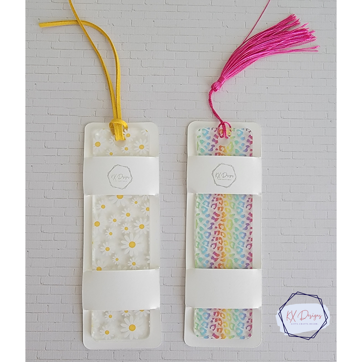 Patterned Acrylic Bookmarks with tassels or suede cords