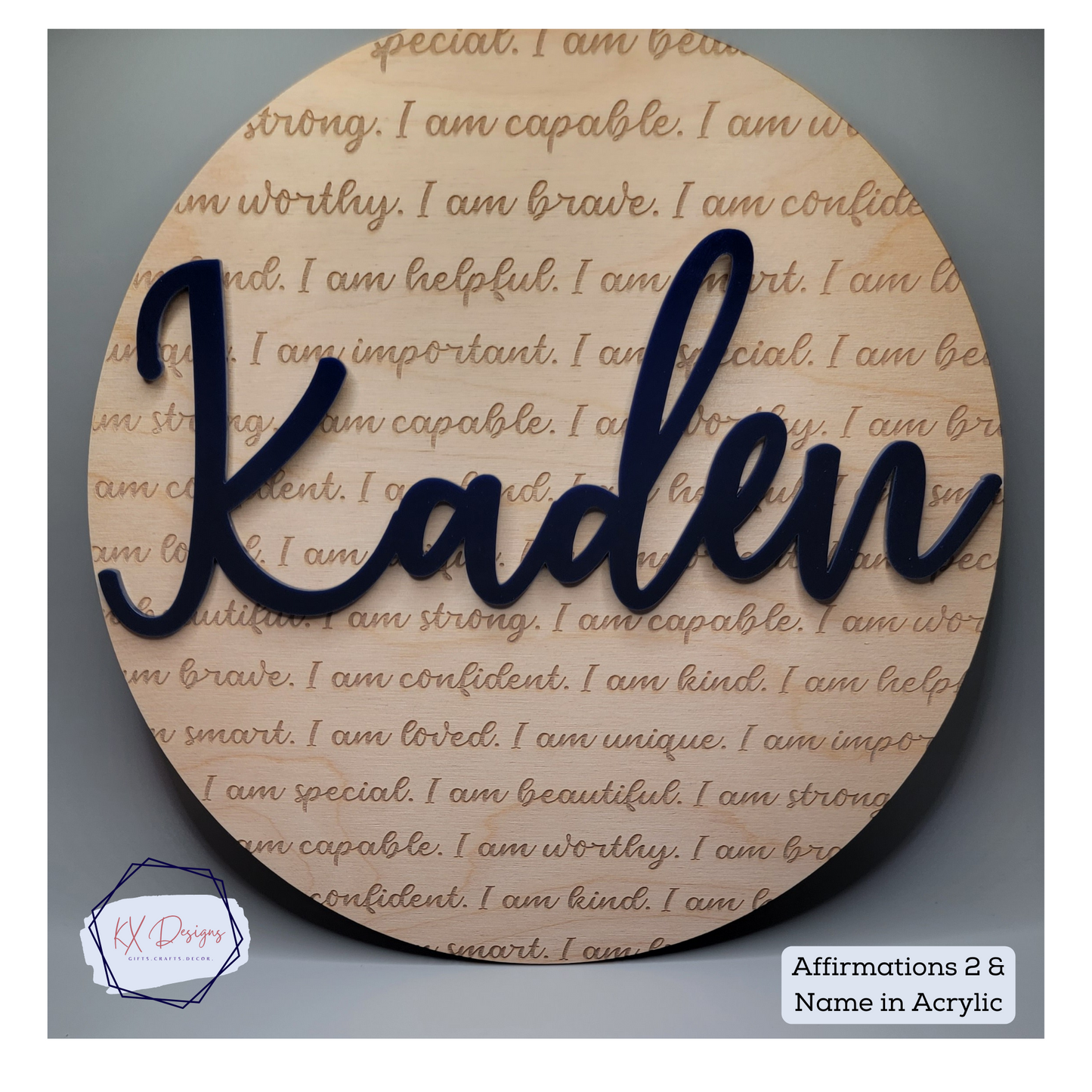 Personalized Round Name Affirmation Sign