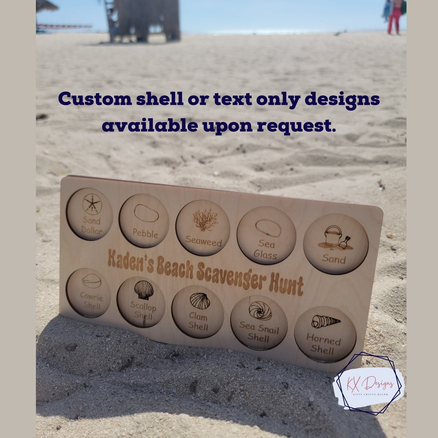 Beach Scavenger Hunt Custom Gift for Kids, Wooden Outdoor Hands-on Montessori Learning Board, Sorting skills, Learn to play, Sea shells fun